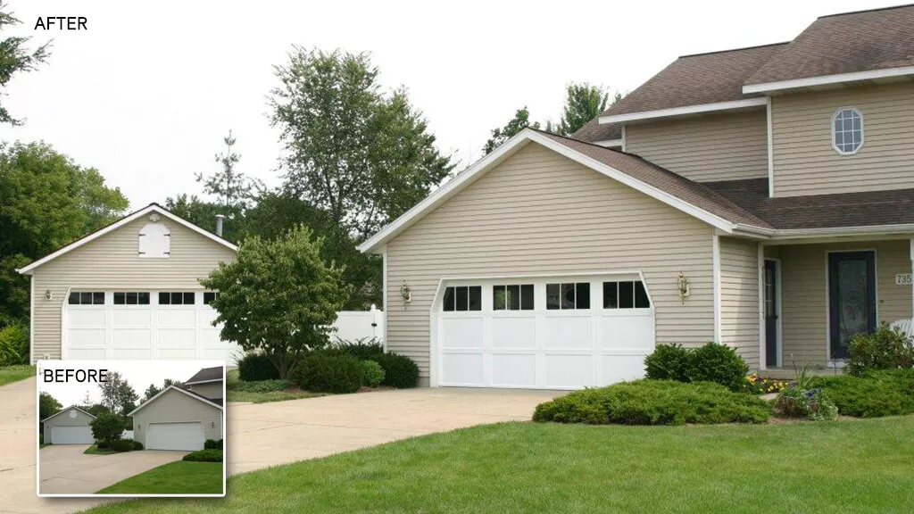 Wayne Dalton, model 9700, Westfield, 16' x 7', White, 6 vertical lite windows